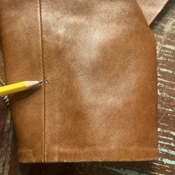 Cadogan Jaxon Men's Leather Biker Jacket In Sienna Brown Size Large - Picture 16 of 16